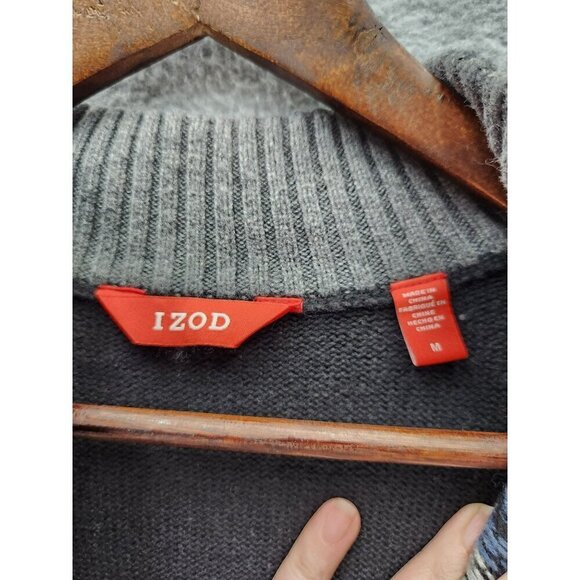 Izod Mens Medium Fair Isle 1/4 Zip Sweater - Picture 2 of 3